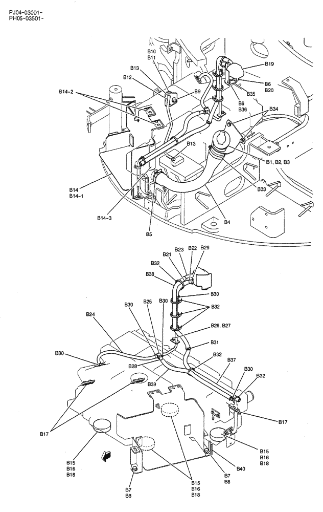 Схема запчастей Case CX50B - (02-017) - TANK ASSEMBLY, FUEL (CAB) P/N PH20P00018F1 (05) - SUPERSTRUCTURE