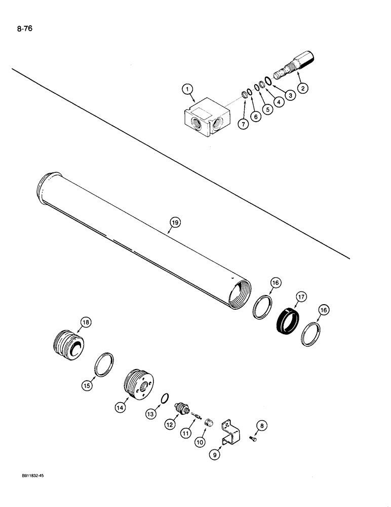 Схема запчастей Case 721 - (8-76) - PRESSURE REDUCING VALVE AND ACCUMULATOR, PRESSURE REDUCING VALVE (08) - HYDRAULICS