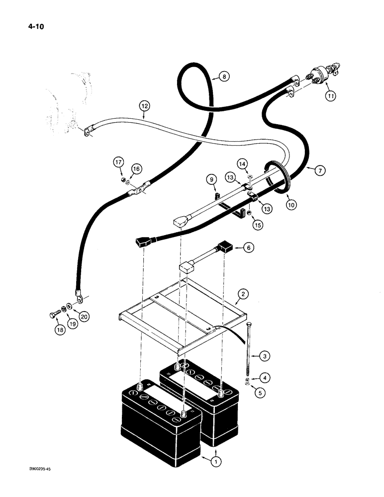 Схема запчастей Case 1085C - (4-10) - BATTERIES, BATTERY MOUNTING, AND CABLES (04) - ELECTRICAL SYSTEMS