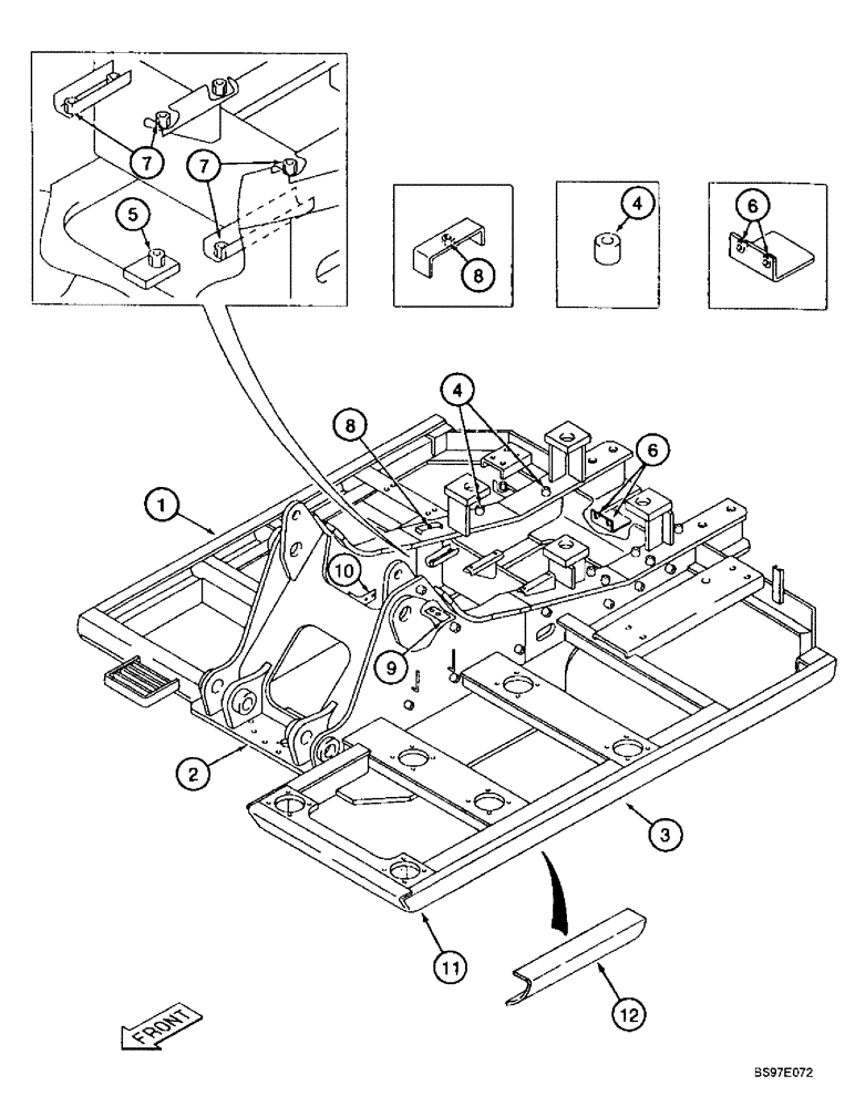 Схема запчастей Case 9010B - (9-004) - TURNTABLE, PRIOR TO P.I.N. DAC01#2001 (09) - CHASSIS