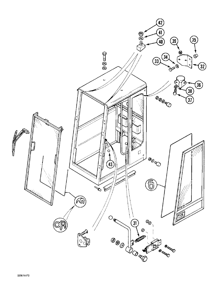 Схема запчастей Case 170C - (9-076) - CAB, CAB FRAME AND RELATED PARTS, P.I.N. 74501 THROUGH 74662, P.I.N. 02301 THROUGH 02320 (09) - CHASSIS