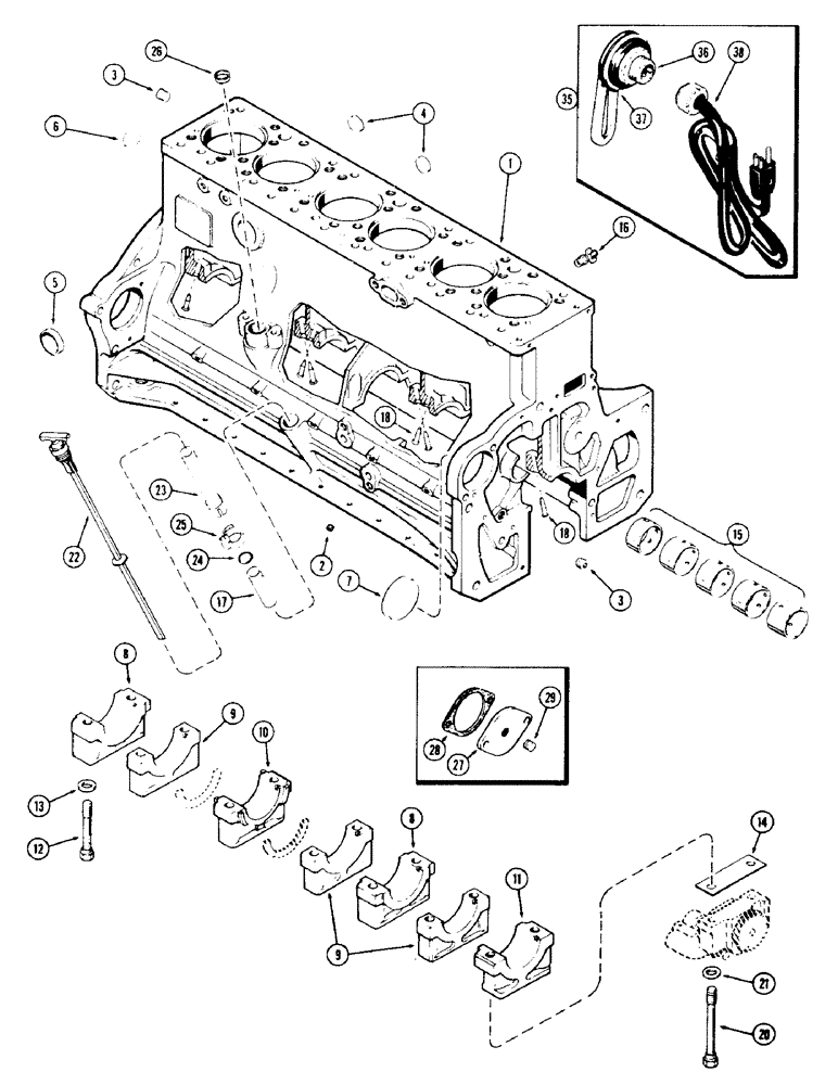 Схема запчастей Case 40 - (020) - CYLINDER BLOCK, 504BDT ENGINE (10) - ENGINE