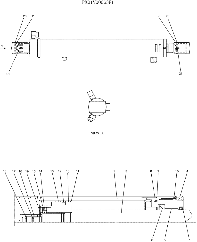 Схема запчастей Case CX36B - (07-033) - CYLINDER ASSY, ARM (35) - HYDRAULIC SYSTEMS