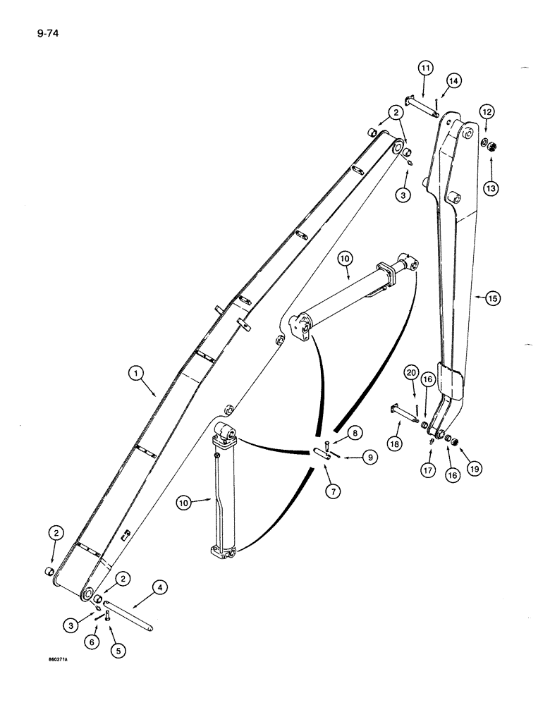 Схема запчастей Case 1086B - (9-074) - LOGGER BOOM AND ARM (09) - CHASSIS