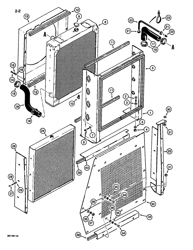 Схема запчастей Case 1187C - (2-02) - RADIATOR, OIL COOLER AND HOSES (02) - ENGINE