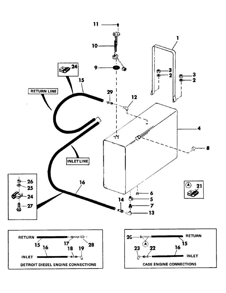 Схема запчастей Case 50 - (031) - FUEL TANK AND LINES (10) - ENGINE