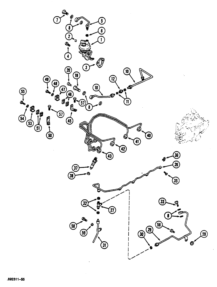 Схема запчастей Case 1088 - (054) - FUEL INJECTOR SYSTEM (10) - ENGINE