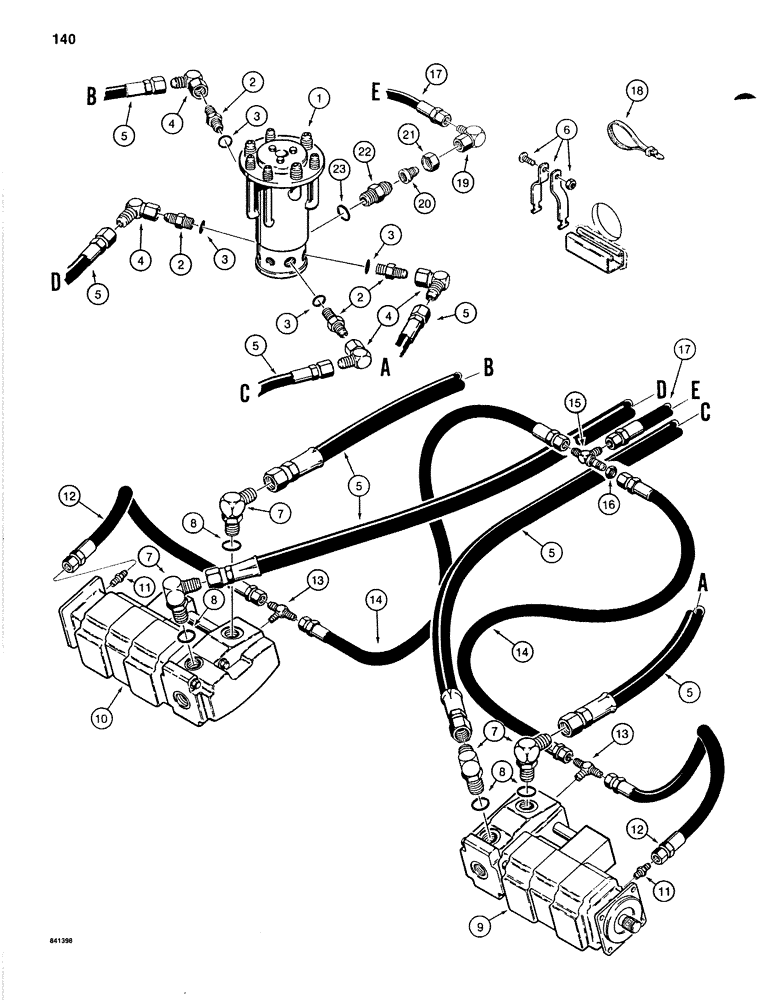 Схема запчастей Case 1280B - (140) - TRACK DRIVE HYDRAULIC LINES - LOWER (06) - POWER TRAIN