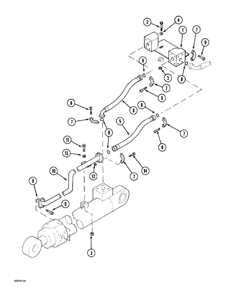 Схема запчастей Case 888 - (8G-12) - TOOL CYLINDER CIRCUIT, TUBES AT ARM, P.I.N. 15401 THRU 15642, P.I.N. 106801 AND AFTER (08) - HYDRAULICS