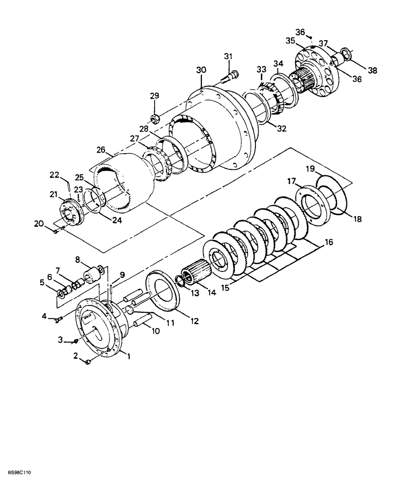 Схема запчастей Case 689G - (06-22) - FRONT AND REAR AXLE, PLANETARY AND HUB (09) - CHASSIS