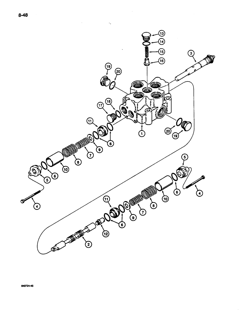 Схема запчастей Case 1187C - (8-48) - ONE SPOOL CONTROL VALVE, USED WITH TURNTABLE LEVELER CIRCUIT (08) - HYDRAULICS