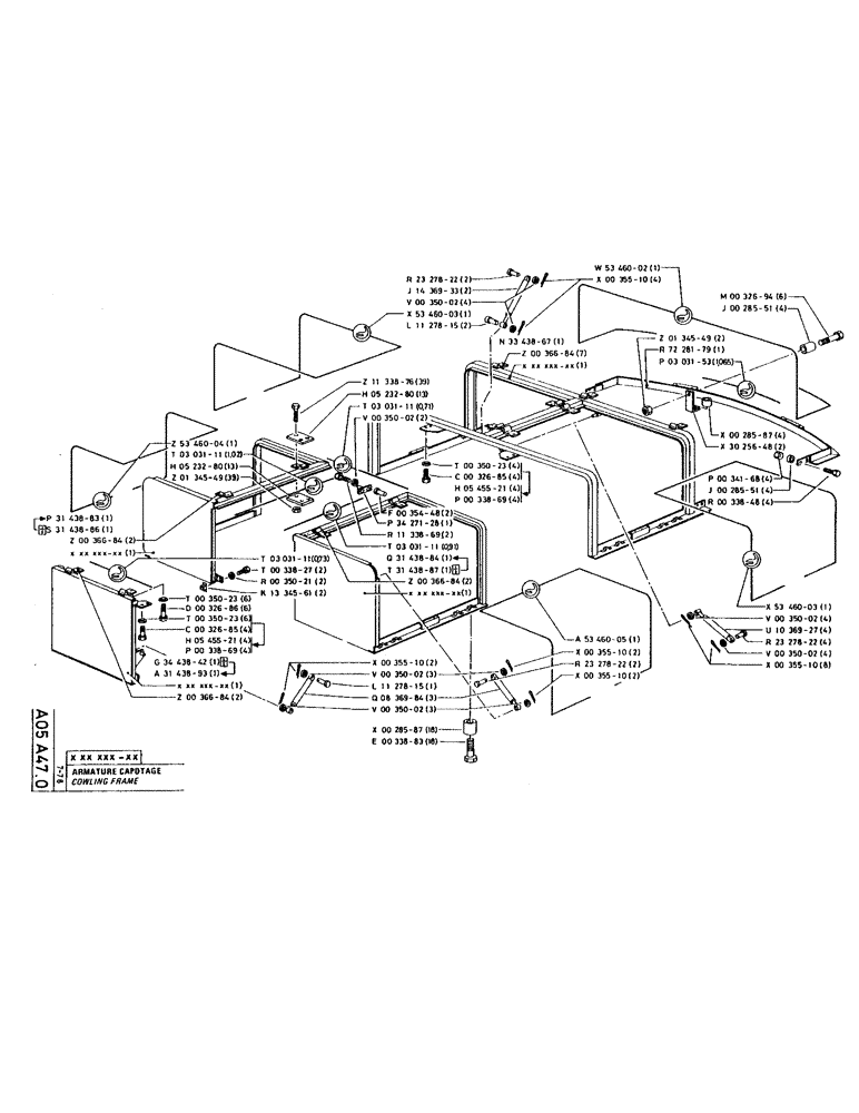 Схема запчастей Case 220 - (009) - COWLING FRAME (12) - Chassis/Attachments