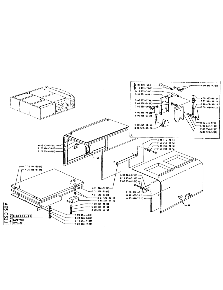 Схема запчастей Case 220 - (012) - COWLING (12) - Chassis/Attachments