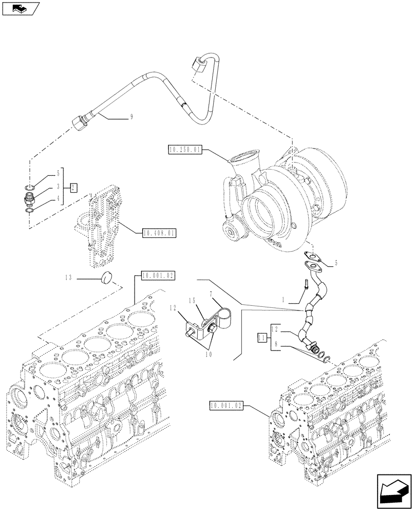 Схема запчастей Case 721F - (10.304.02) - PIPING - ENGINE OIL (504367798) (10) - ENGINE