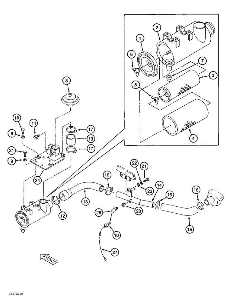 Схема запчастей Case 9030B - (2-06) - AIR CLEANER SYSTEM, PRIOR TO P.I.N. DAC03#2001 (02) - ENGINE