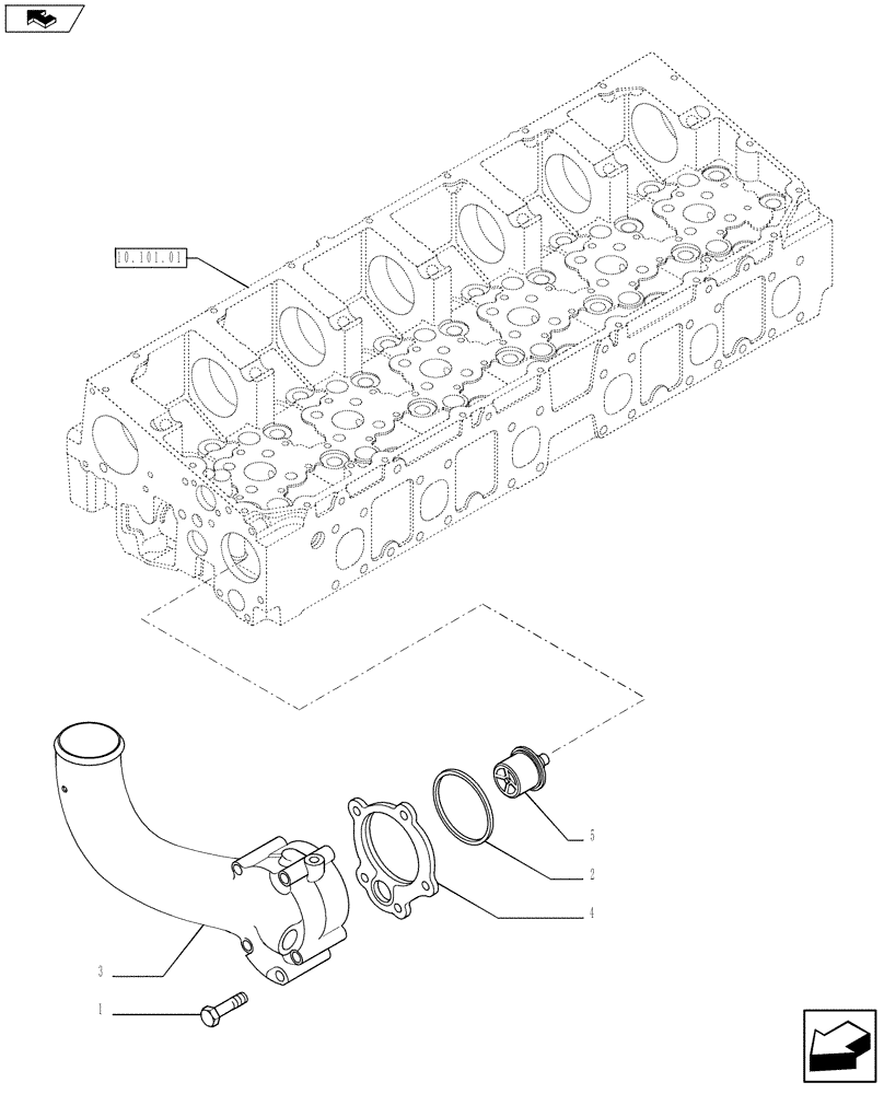 Схема запчастей Case F2CE9684P E024 - (10.402.01[01]) - PIPING - ENGINE COOLING SYSTEM (504313834 - 504072032) (10) - ENGINE