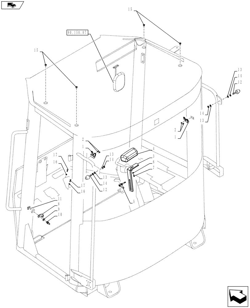 Схема запчастей Case 621F - (90.160.06) - CAB, PARTS MOUNTING (90) - PLATFORM, CAB, BODYWORK AND DECALS