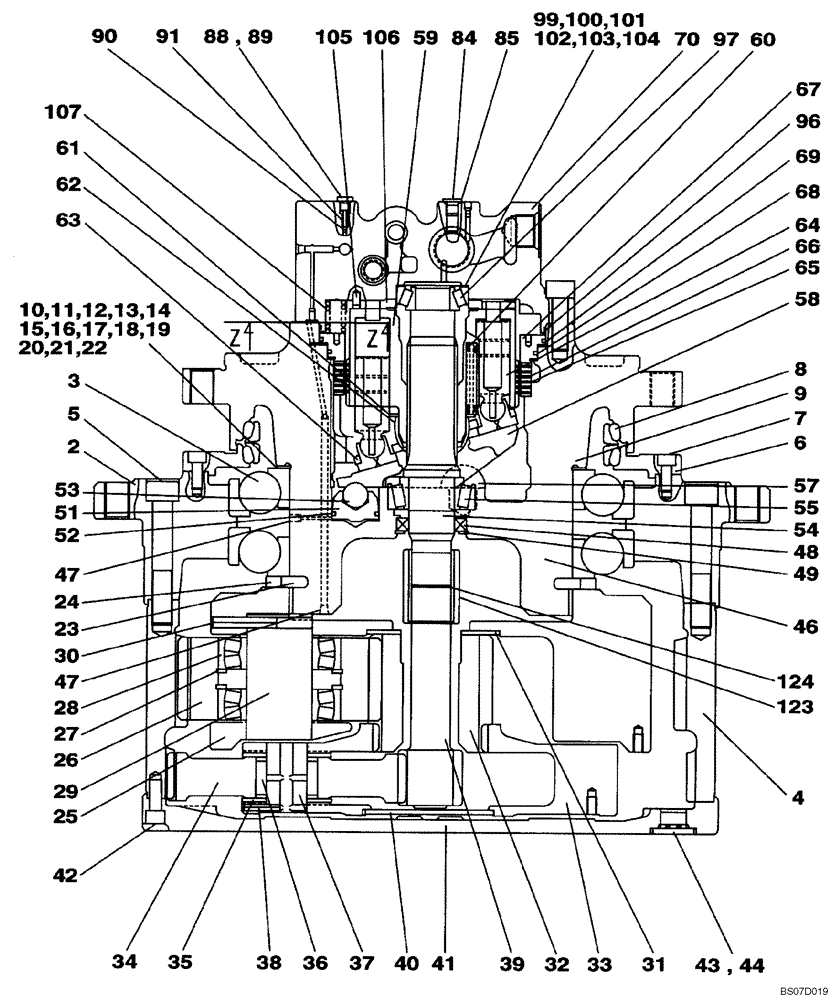 Схема запчастей Case CX460 - (06-02) - TRAVEL MOTOR (06) - POWER TRAIN