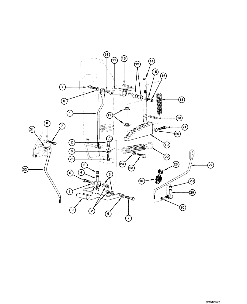 Схема запчастей Case 845 - (09.07[00]) - OPERATORS CONSOLE LEVERS (09) - CHASSIS