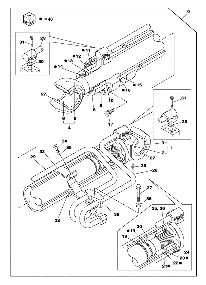 Схема запчастей Case CX250C - (08-058[00]) - BOOM CYLINDER - RIGHT - WITHOUT SAFETY VALVE (08) - HYDRAULICS