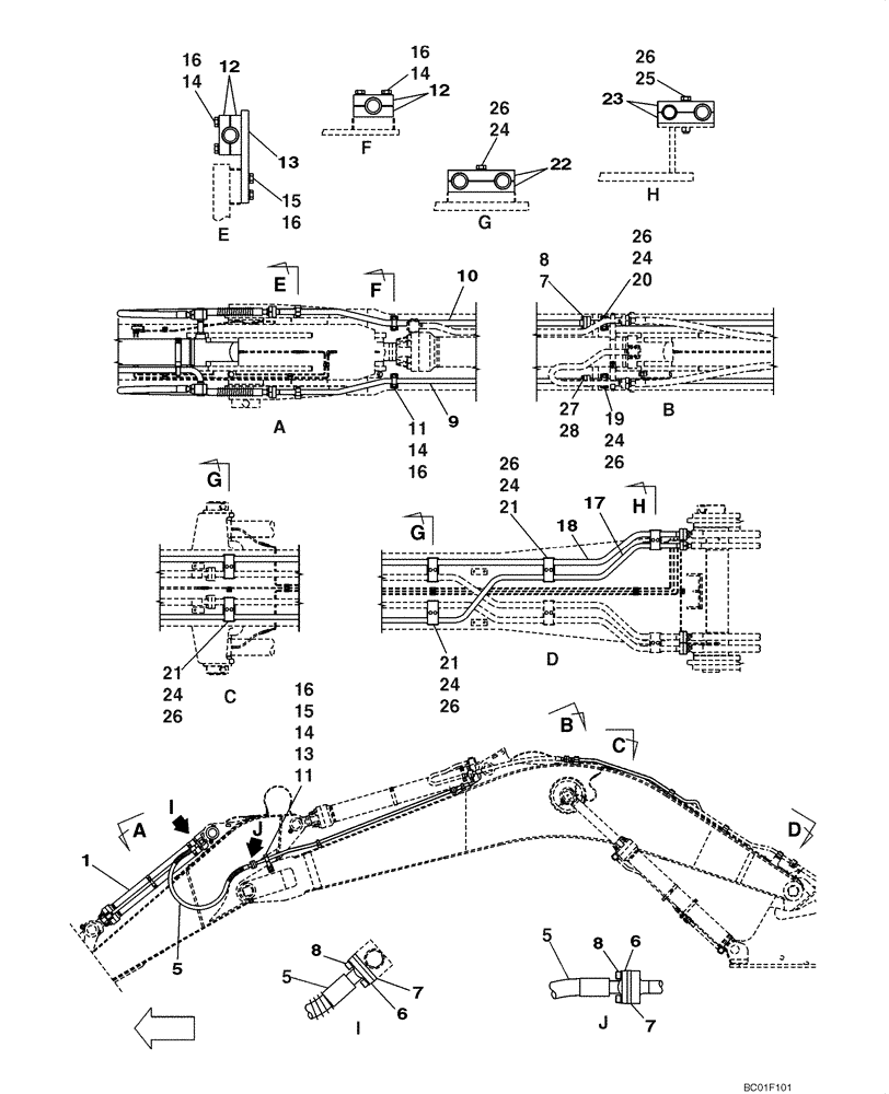 Схема запчастей Case CX800 - (08-20A) - HYDRAULICS - BUCKET, 4,44 METER (14 FT 7 IN) ARM (08) - HYDRAULICS