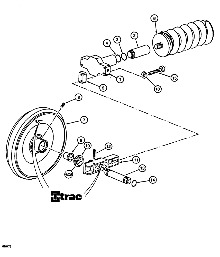 Схема запчастей Case 688 - (5-06) - TRACK IDLER AND ADJUSTMENT CYLINDER, INTERTRAC IDENTIFICATION (11) - TRACKS/STEERING