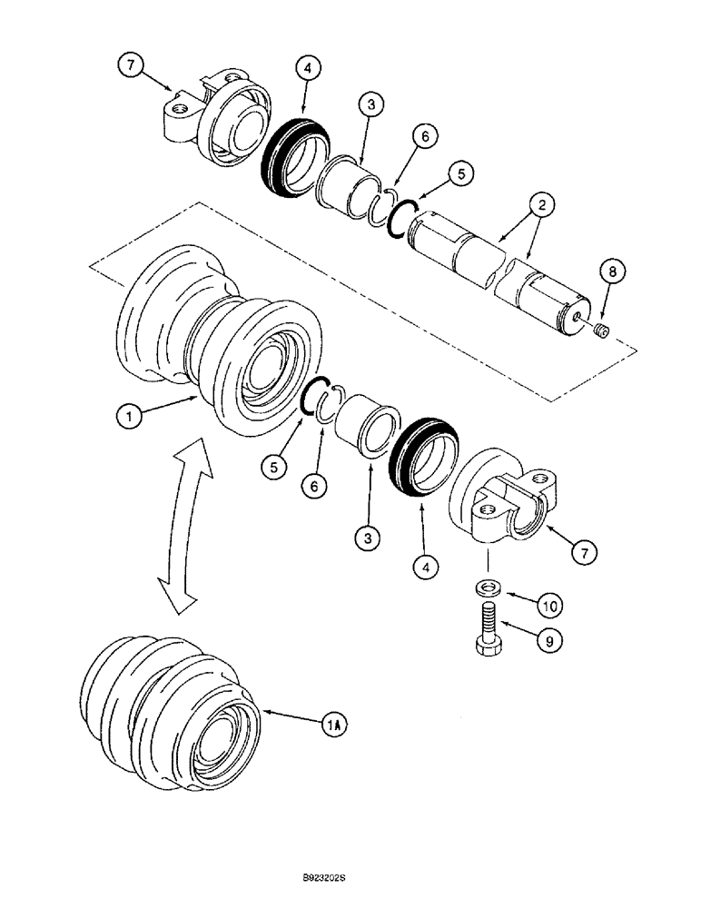 Схема запчастей Case 9060B - (5-14) - TRACK ROLLERS, MANUFACTURED BY SUMITOMO (11) - TRACKS/STEERING