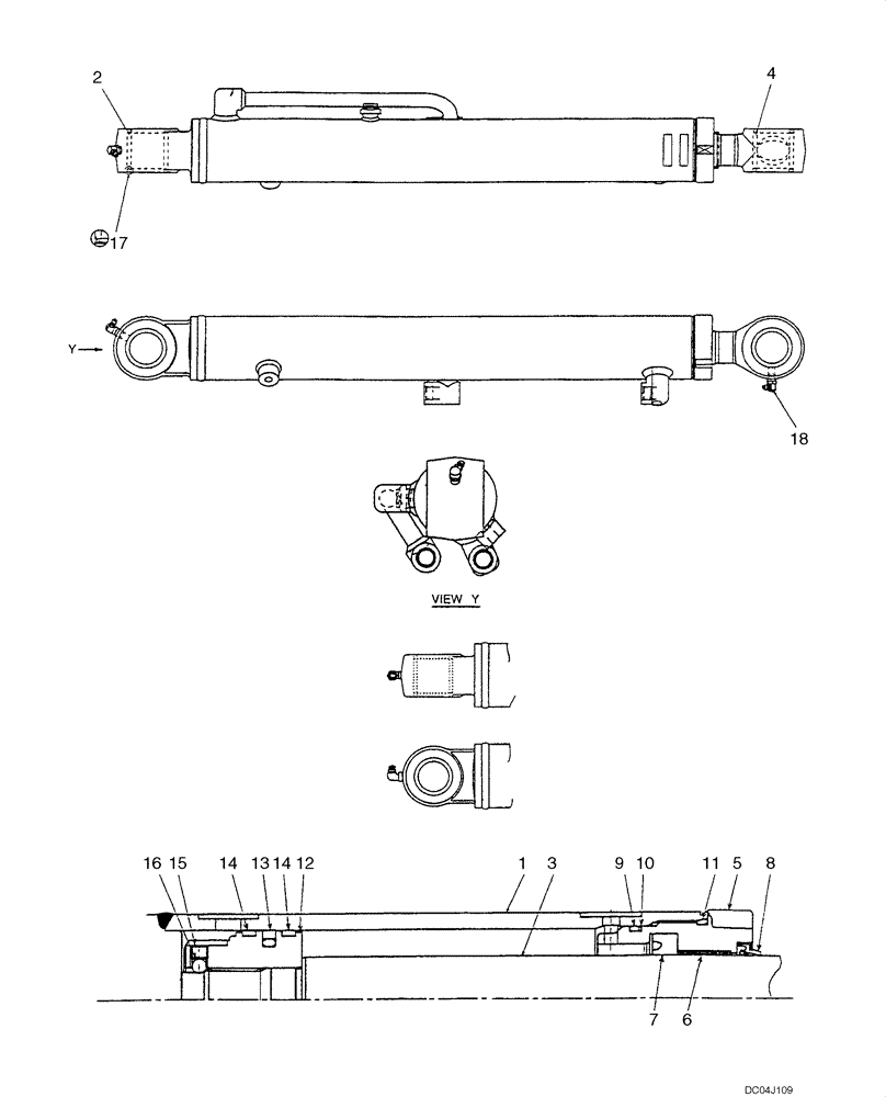 Схема запчастей Case CX36B - (HC700-01[1]) - CYLINDER BUCKET (35) - HYDRAULIC SYSTEMS