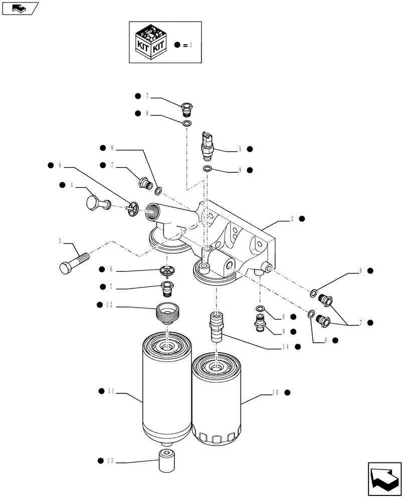 Схема запчастей Case F4DFE613F A002 - (10.206.01) - FUEL FILTER (2859649) (10) - ENGINE