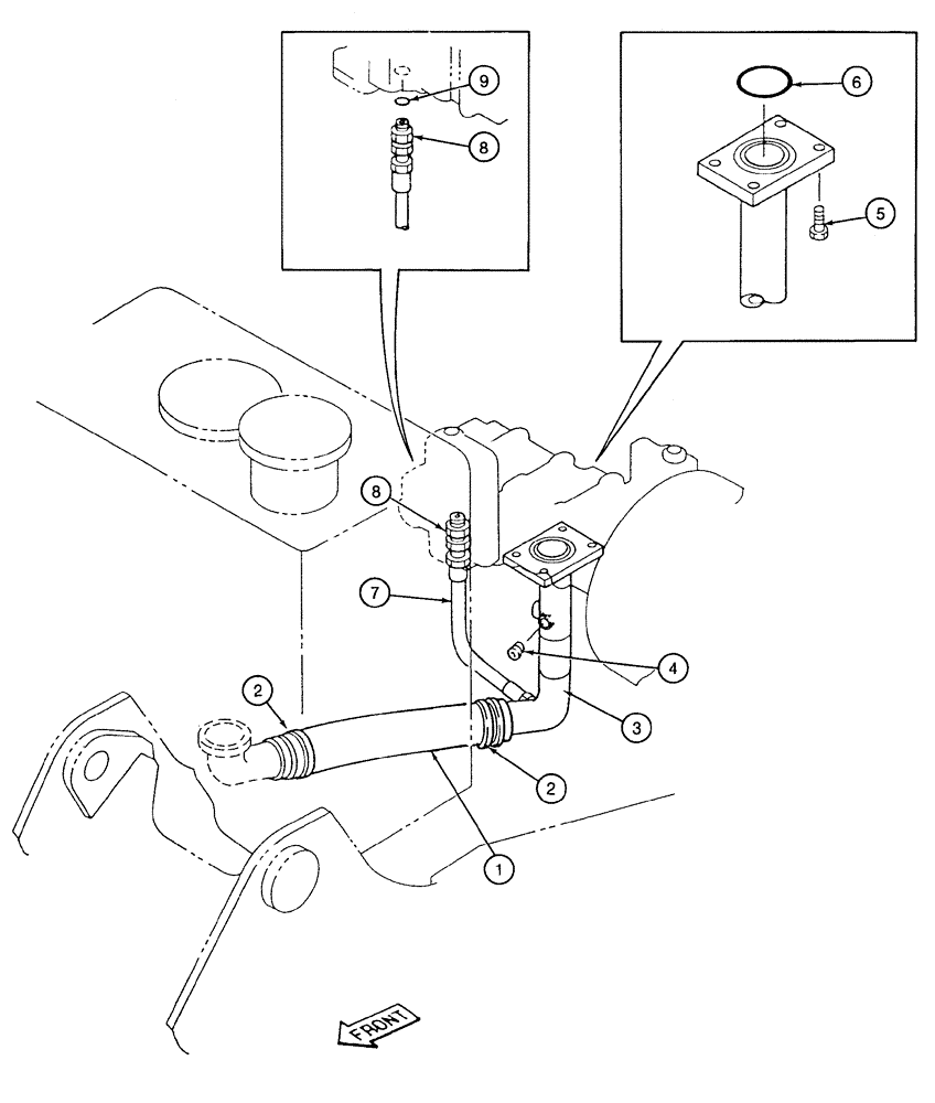 Схема запчастей Case 9020 - (8-006) - RESERVOIR-TO-PUMP SUCTION LINE (08) - HYDRAULICS