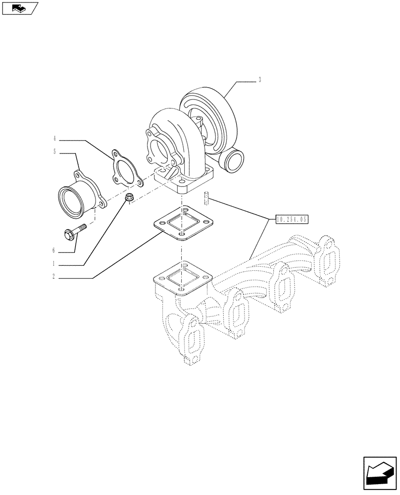 Схема запчастей Case F4GE9454K J604 - (10.250.01) - TURBOCHARGING (2859103 - 2856012) (10) - ENGINE