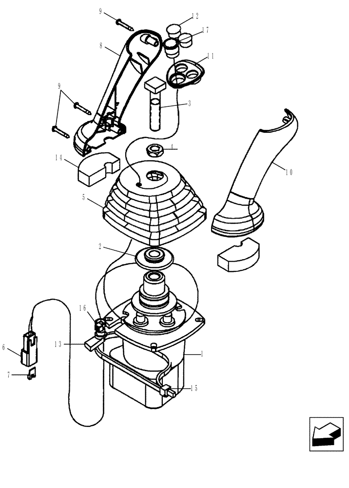 Схема запчастей Case 580SN WT - (35.150.16[01]) - VALVE, JOYSTICK (PILOT CONTROLS) (RIGHT-HAND) WITHOUT EXTENDABLE DIPPER (35) - HYDRAULIC SYSTEMS