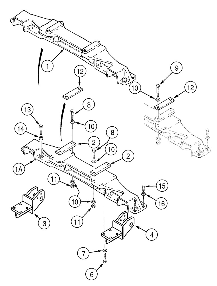 Схема запчастей Case 550H - (9-08) - CROSSMEMBER, MOUNTING (09) - CHASSIS/ATTACHMENTS