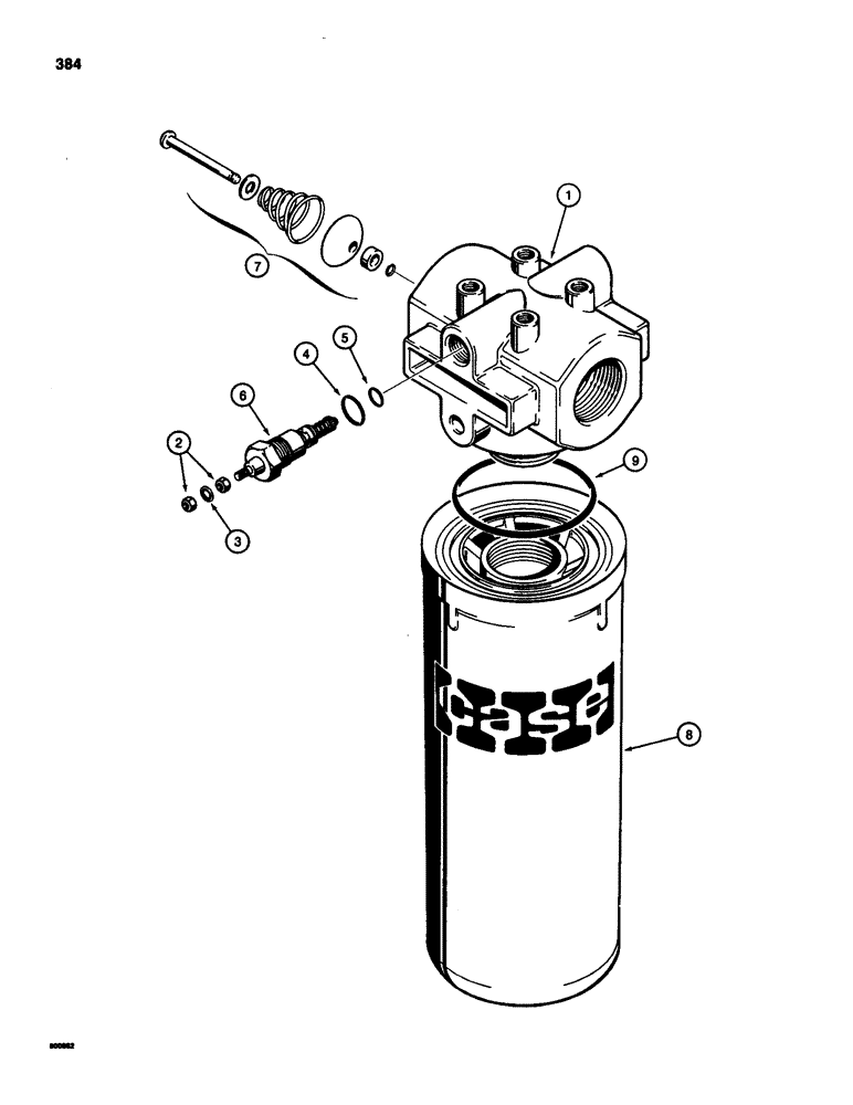 Схема запчастей Case 580D - (384) - HYDRAULIC OIL FILTER (08) - HYDRAULICS