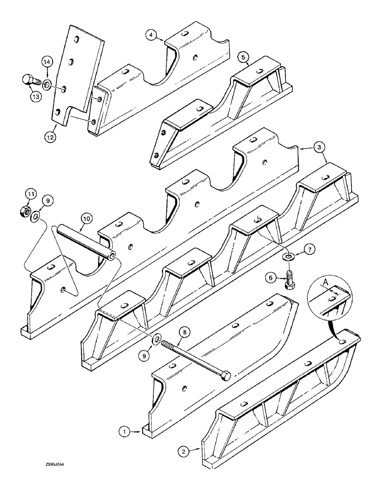 Схема запчастей Case 550E - (5-10) - TRACK GUARDS, TRACK GUARDS WITH XD2 AXD3 MEASURE 38.1 MM, (11) - TRACKS/STEERING