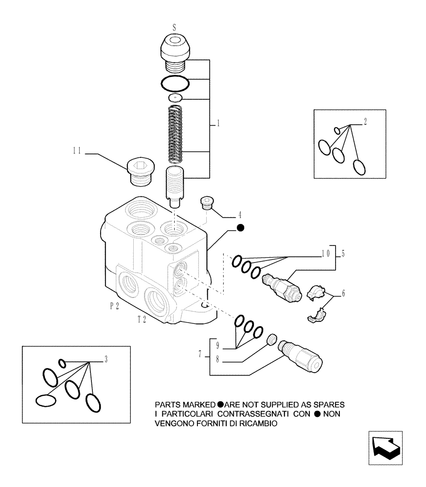 Схема запчастей Case TX742 - (9.00825A[03]) - 3 SPOOL VALVE - COMPONENTS- OPTIONAL CODE 749001071 (35) - HYDRAULIC SYSTEMS