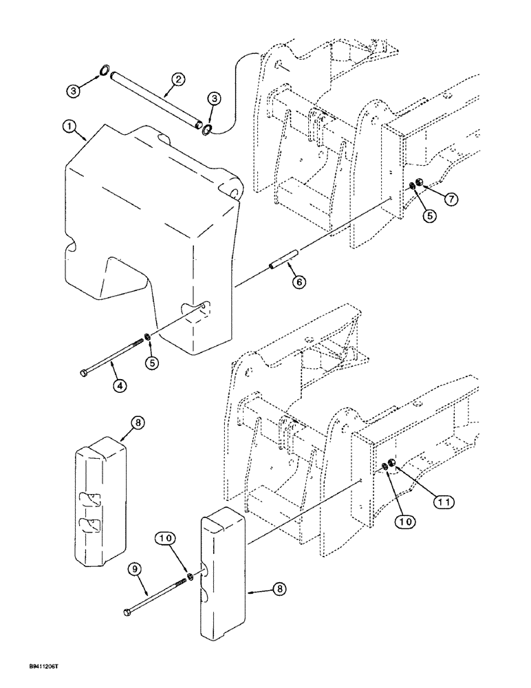 Схема запчастей Case 570LXT - (9-076) - REAR COUNTERWEIGHTS, 570LXT MODELS (09) - CHASSIS/ATTACHMENTS