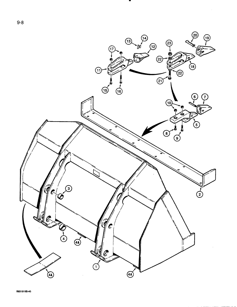 Схема запчастей Case 450C - (9-08) - LOADER BUCKET (09) - CHASSIS/ATTACHMENTS