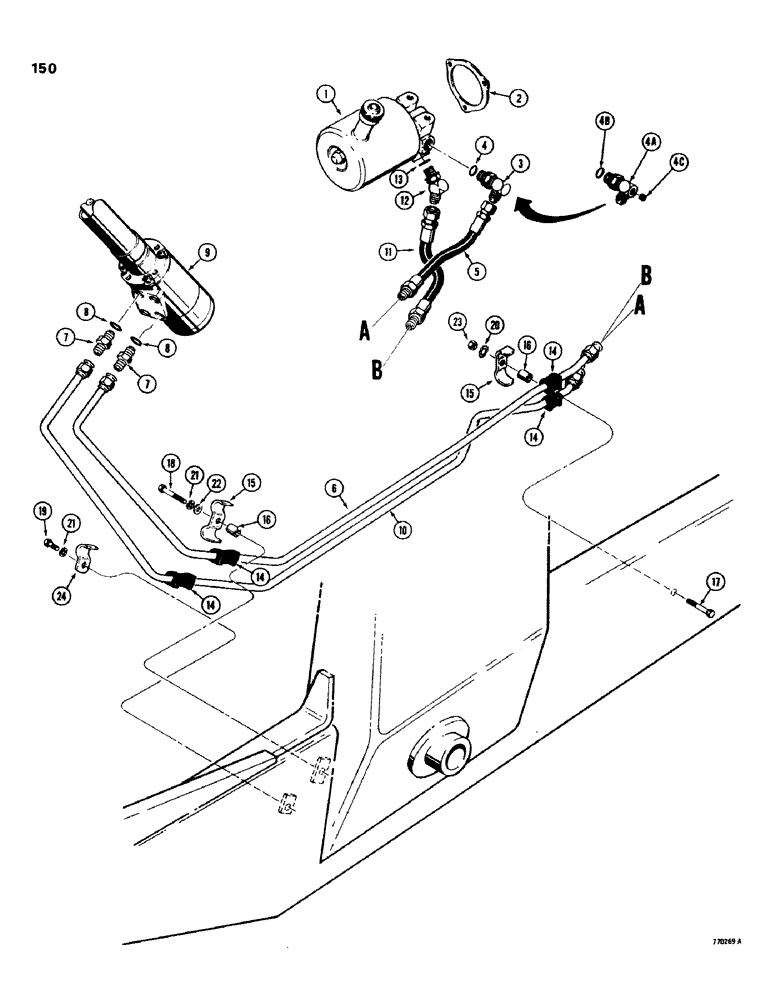 Схема запчастей Case 580C - (150) - STEERING HYDRAULIC CIRCUIT, PUMP TO VALVE (05) - STEERING