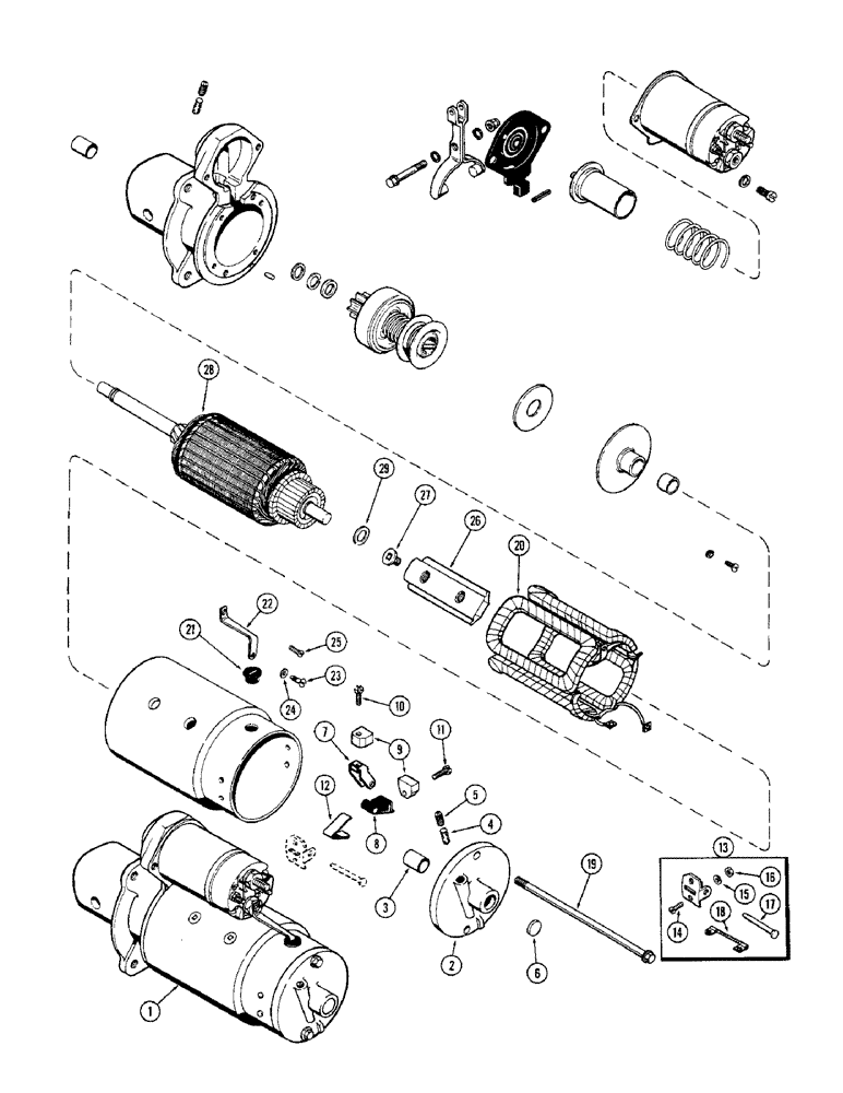 Схема запчастей Case 580B - (122) - A51873 STARTER, (188) DSL ENG, MECHANICAL SHUTTLE, 1ST USEDTRAC SN 8738684 (04) - ELECTRICAL SYSTEMS