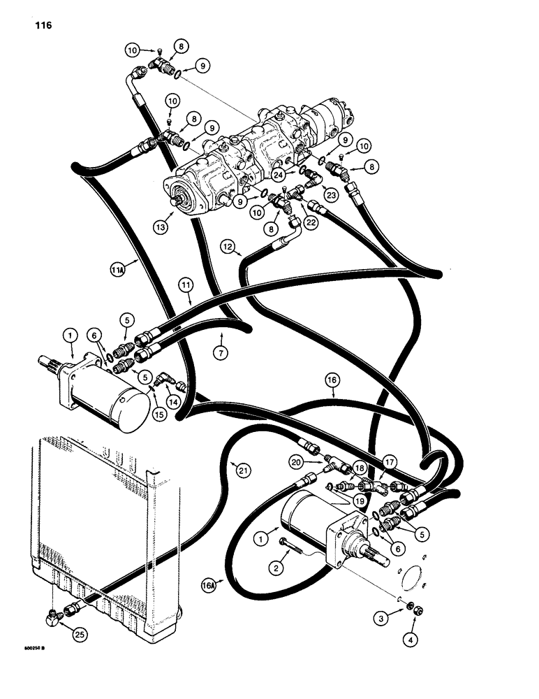 Схема запчастей Case 1835 - (116) - HYDROSTATIC DRIVE MOTOR CIRCUIT (06) - POWER TRAIN