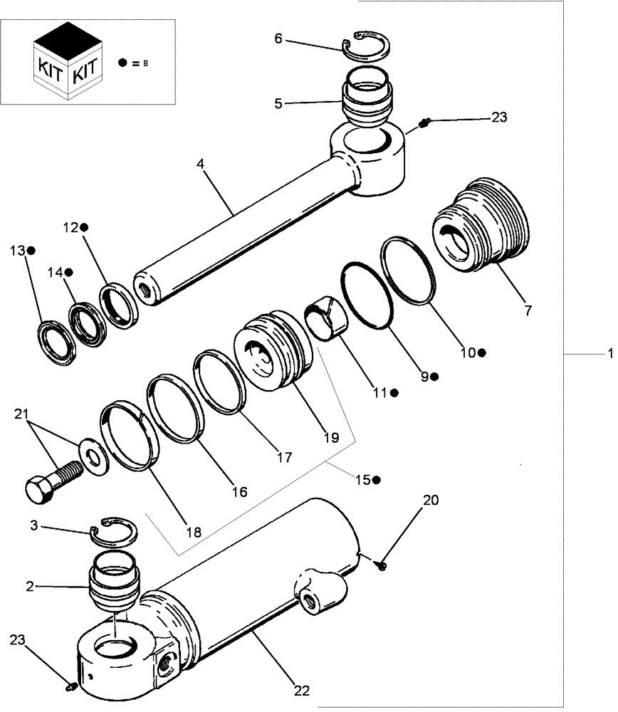 Схема запчастей Case 650L - (35.741.02) - CYLINDER, TILT (35) - HYDRAULIC SYSTEMS