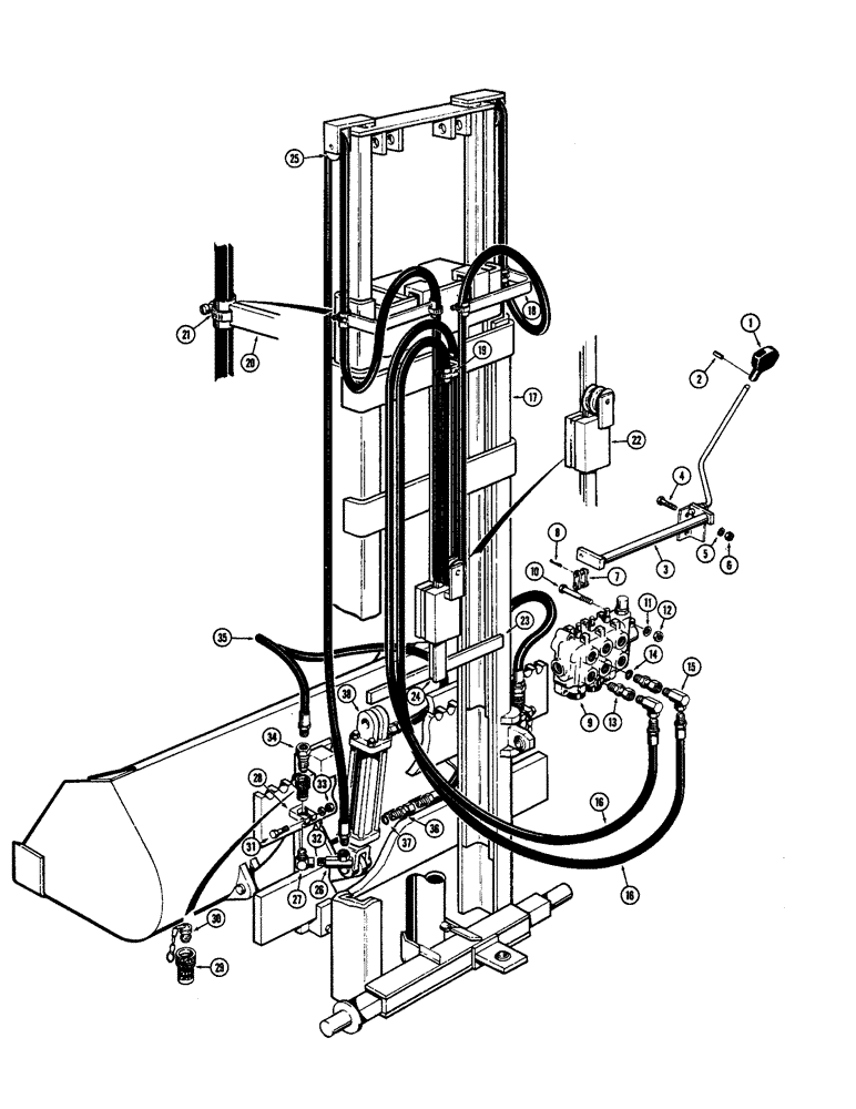 Схема запчастей Case 580 - (78) - LOADER BUCKET HYDRAULICS (21-1/2 FOOT MAST) (35) - HYDRAULIC SYSTEMS