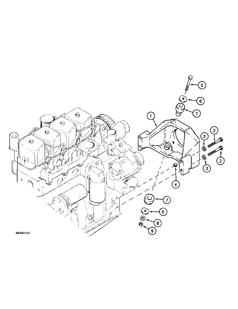 Схема запчастей Case 580SL - (2-14) - ENGINE MOUNTING (02) - ENGINE