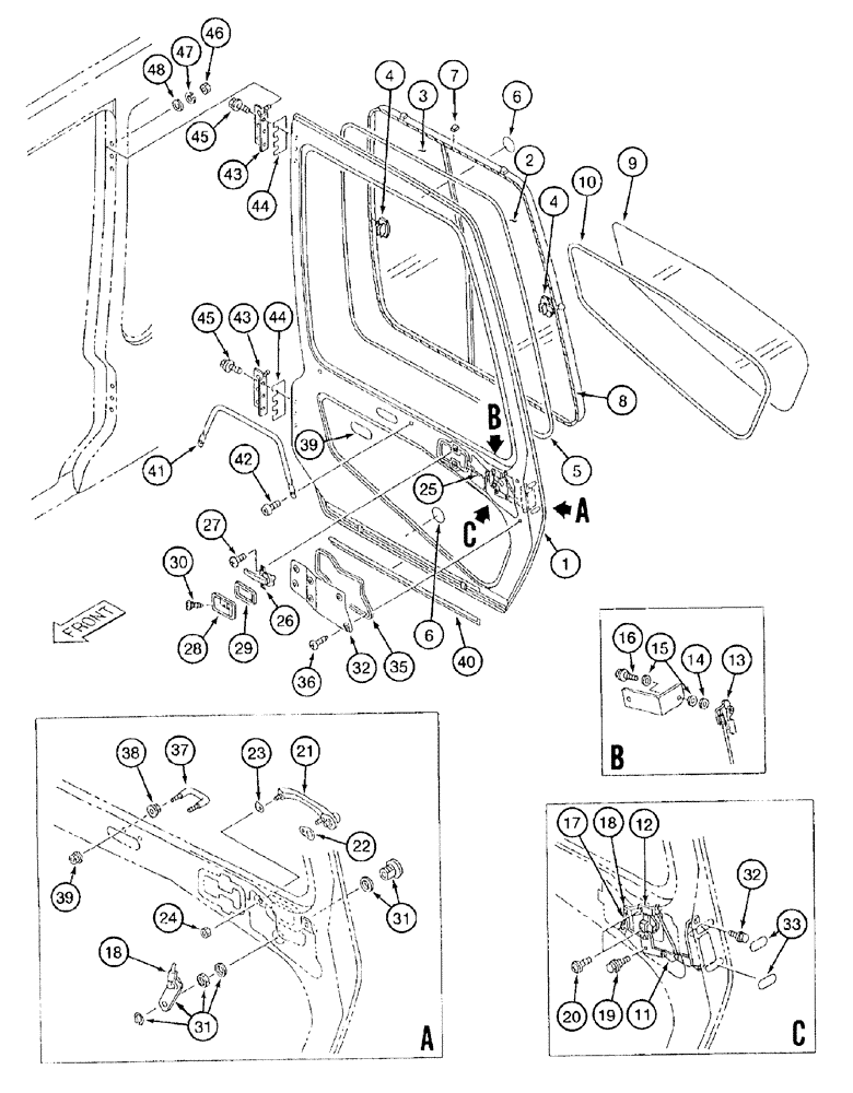 Схема запчастей Case 9050B - (9-092) - CAB DOOR (09) - CHASSIS/ATTACHMENTS