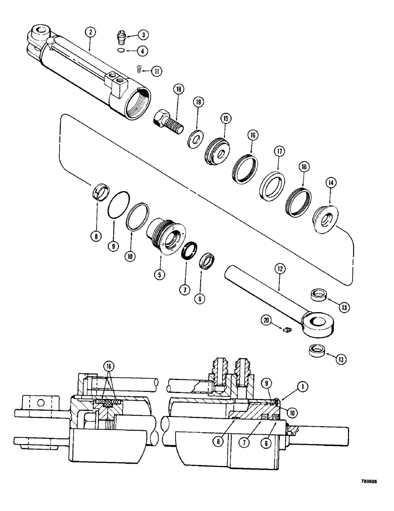 Схема запчастей Case 780 - (412) - G32671 AND G32672 CLAM CYLINDER, GLAND HAS NO IDENTIFICATION MARKS (08) - HYDRAULICS