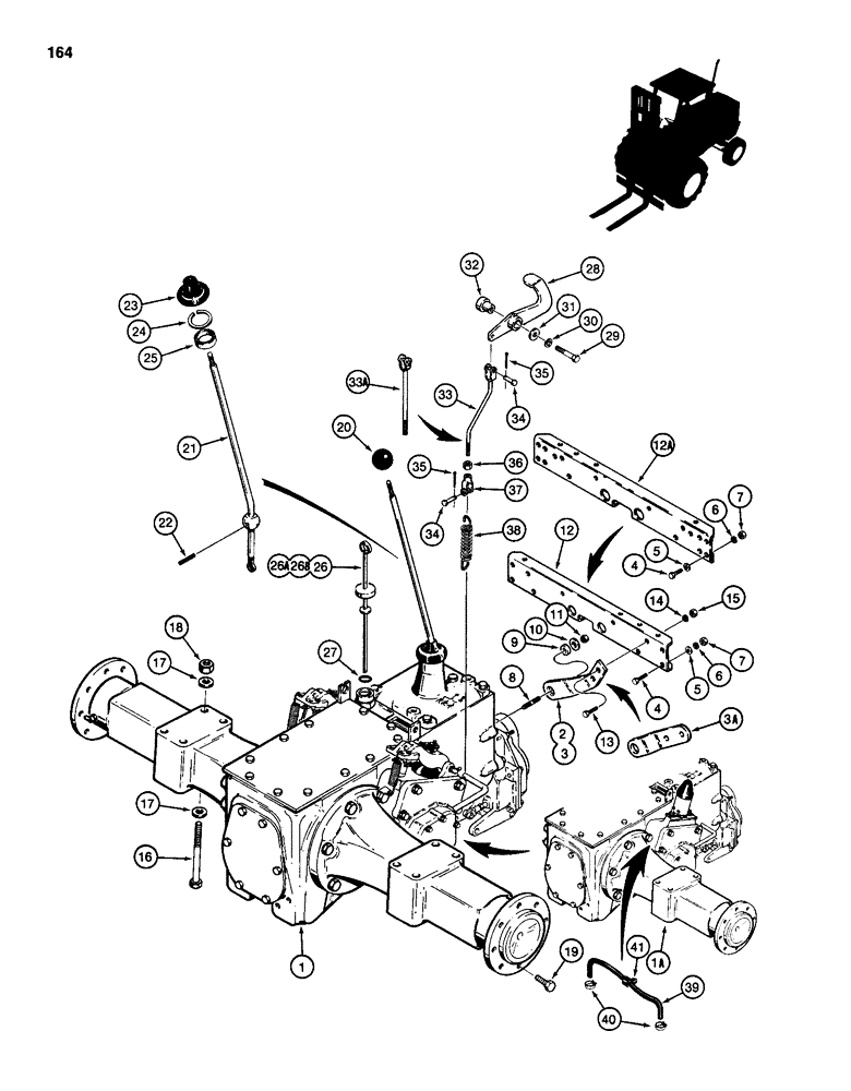 Схема запчастей Case 584D - (164) - TRANSAXLE AND DIFFERENTIAL LOCK, FOUR WHEEL DRIVE MODELS (27) - REAR AXLE SYSTEM