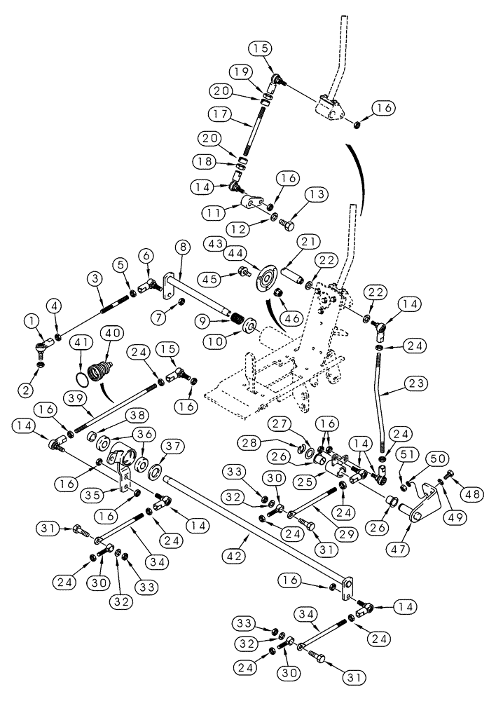 Схема запчастей Case 85XT - (09-19) - LINKAGE LOADER & GROUND DRIVE, MODELS WITH FOOT CTRLS, R.H., N. AMER. -JAF0352233, EURO. -JAF0352714 (09) - CHASSIS