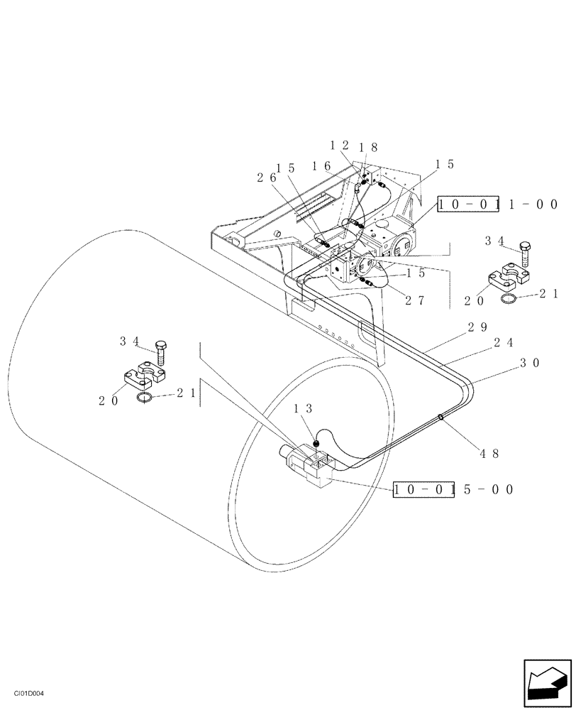 Схема запчастей Case SV216 - (10-002-00[01]) - HYDRAULIC CIRCUIT - VIBRATION (08) - HYDRAULICS