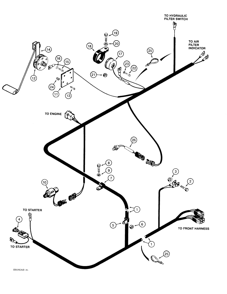 Схема запчастей Case 1818 - (4-20) - REAR HARNESS, GASOLINE MODELS (04) - ELECTRICAL SYSTEMS